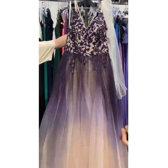 LUCCI LU ABBY PARIS PURPLE GOWN 90110, Size 14, New with Tag MSRP $380 SOO - Picture 6 of 13